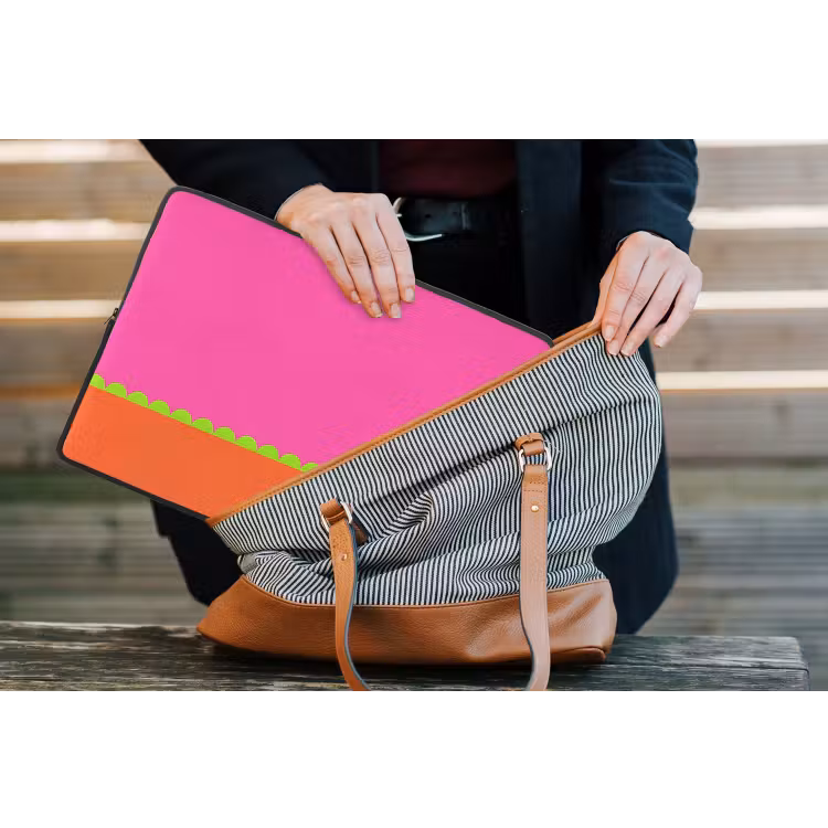 Laptophoes Abstract - Geometrisch - Kleurblokken - Roze - Oranje — 4