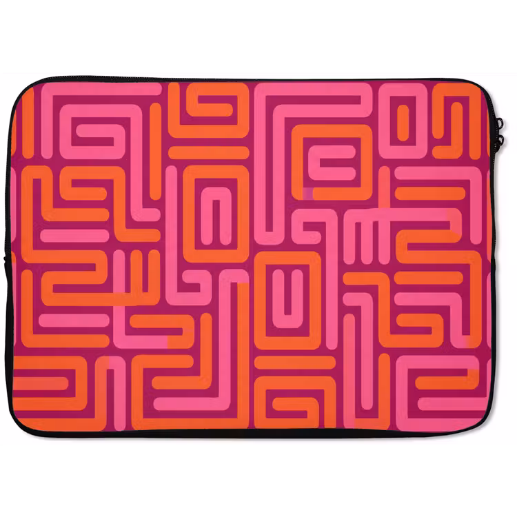 Laptophoes Abstract - Patroon - Lijnen - Roze - Oranje — 1