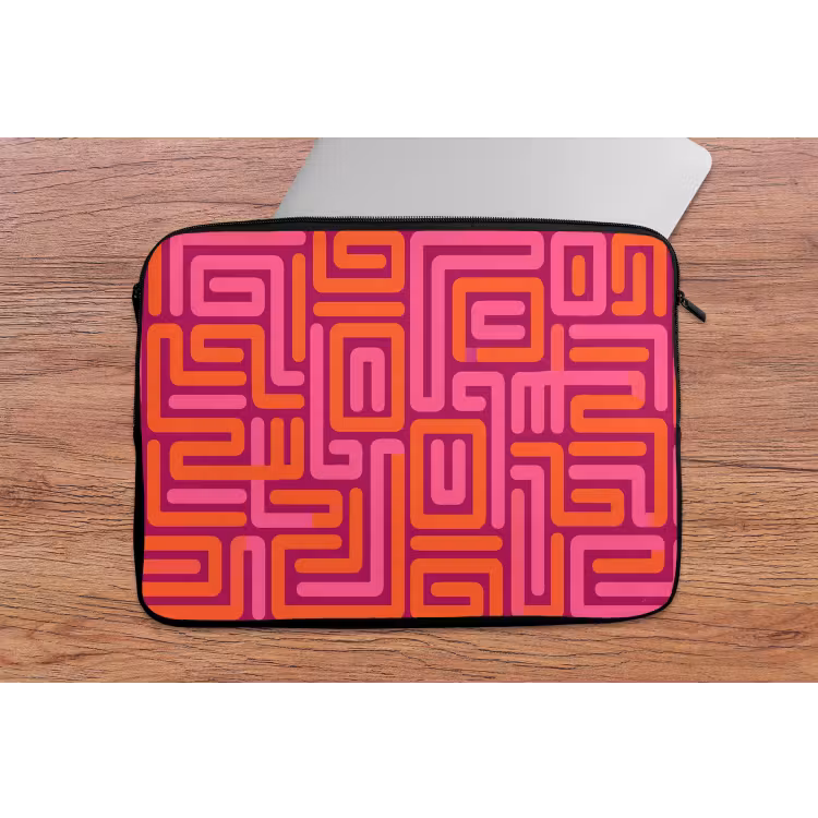 Laptophoes Abstract - Patroon - Lijnen - Roze - Oranje — 2