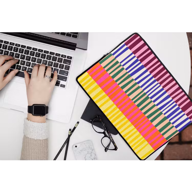Laptophoes Patroon - Strepen - Abstract - Modern - Kleurrijk — 3