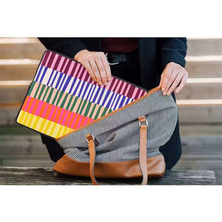 Laptophoes Patroon - Strepen - Abstract - Modern - Kleurrijk — 4