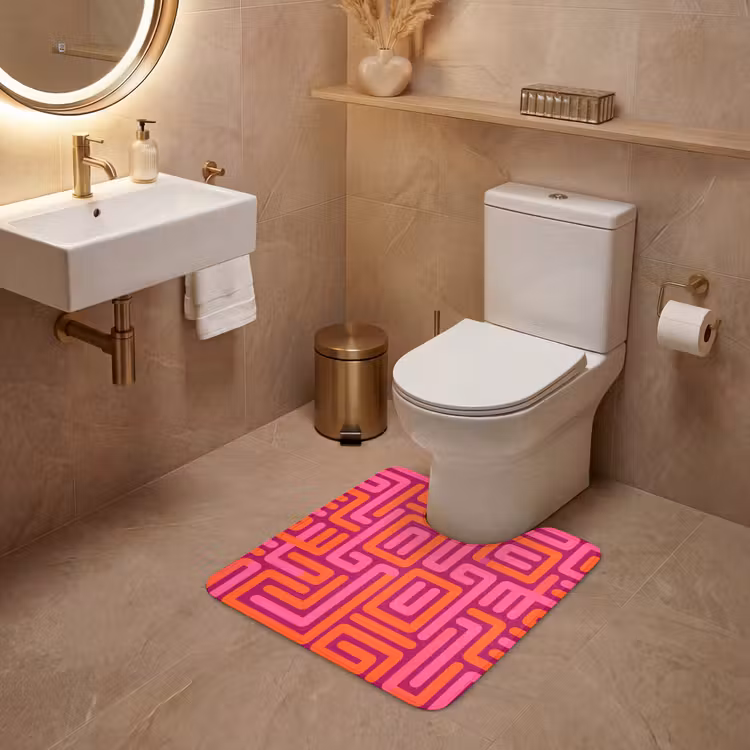 WC Mat - Abstract - Patroon - Lijnen - Roze - Oranje — 3