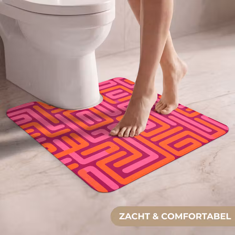 WC Mat - Abstract - Patroon - Lijnen - Roze - Oranje — 5