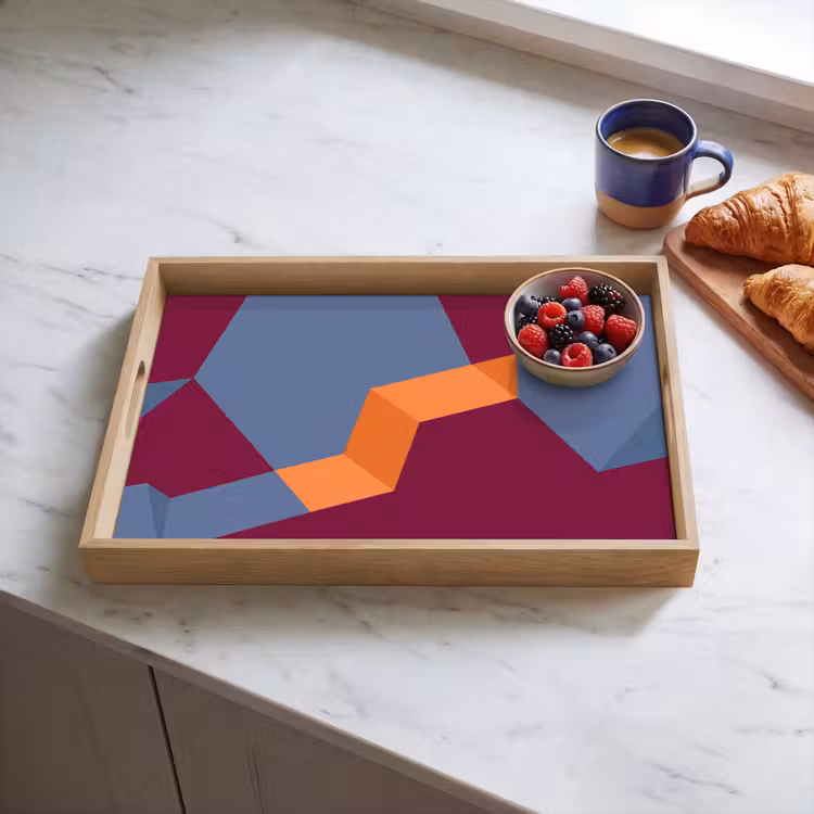 Dienblad - Abstract - Vormen - Modern - Blauw - Oranje — 4