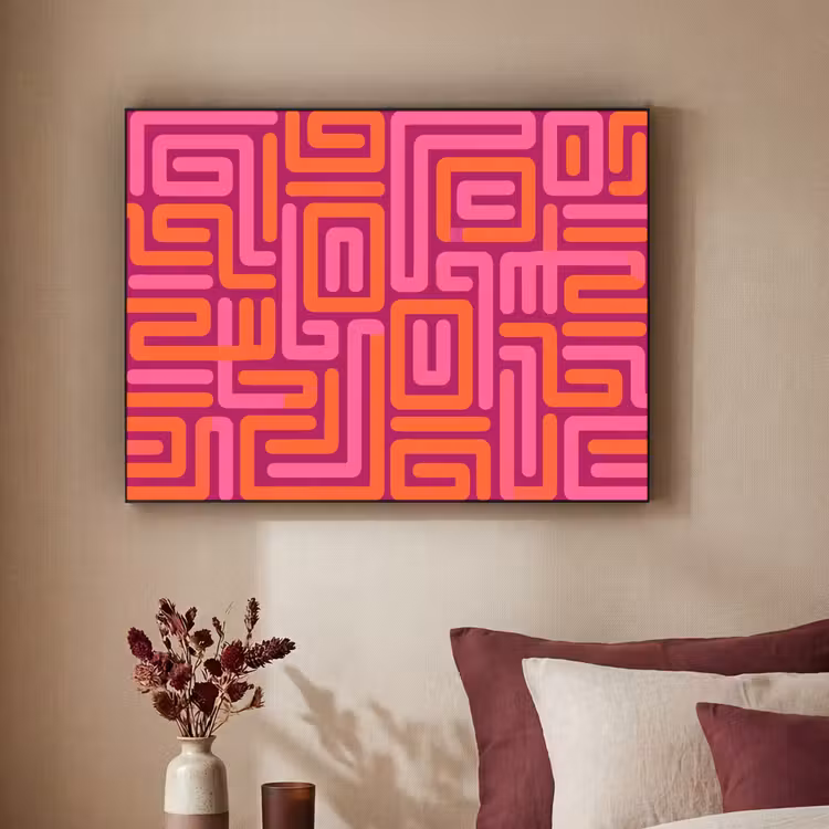 Art frame - Abstract - Patroon - Lijnen - Roze - Oranje — 3