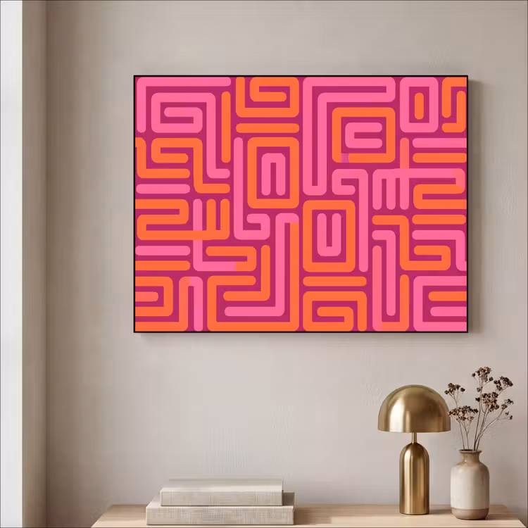 Art frame - Abstract - Patroon - Lijnen - Roze - Oranje — 5