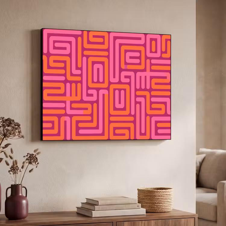 Art frame - Abstract - Patroon - Lijnen - Roze - Oranje — 7