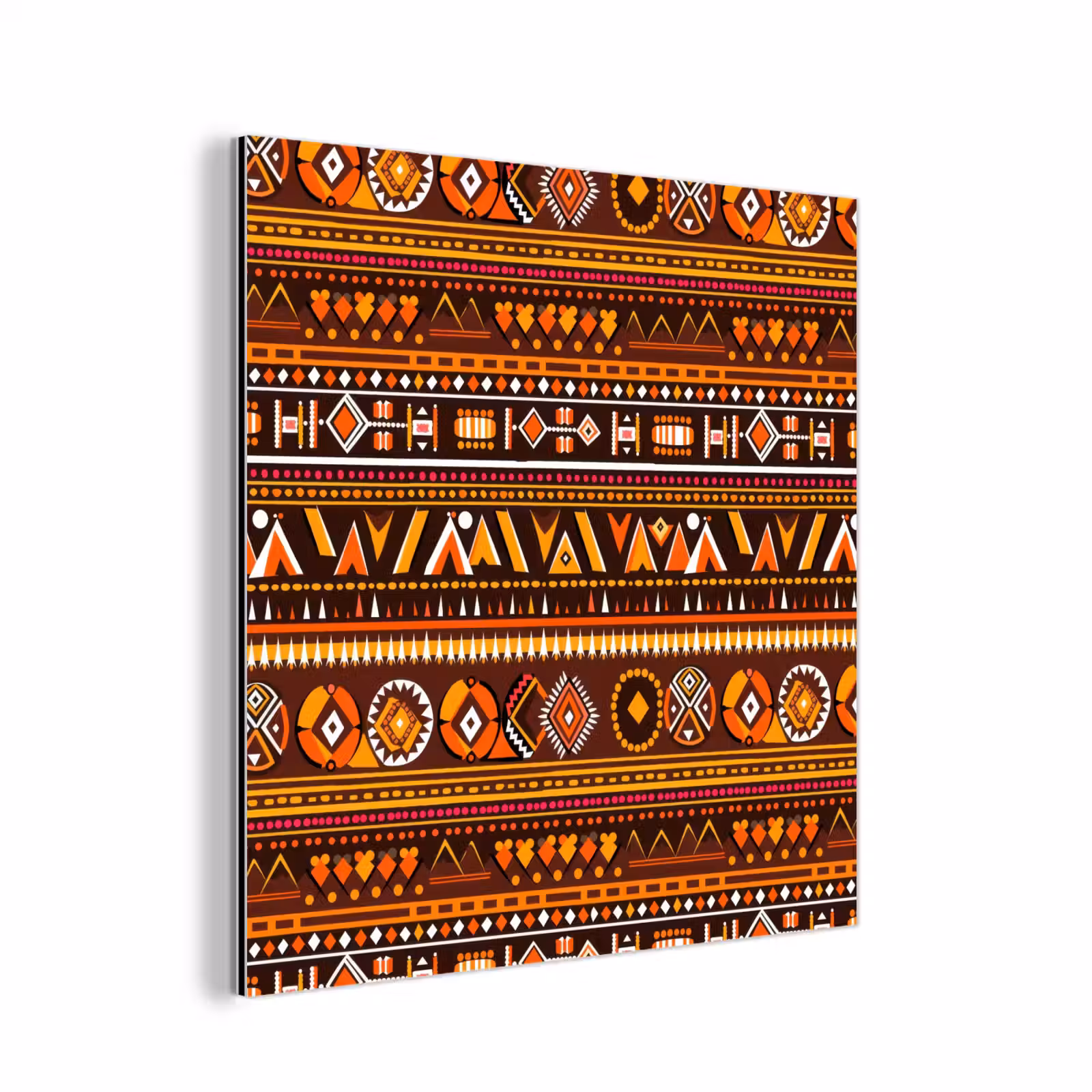 Aluminium schilderij - Oranje - Etnisch - Tribaal - Geometrisch - Patroon — 1