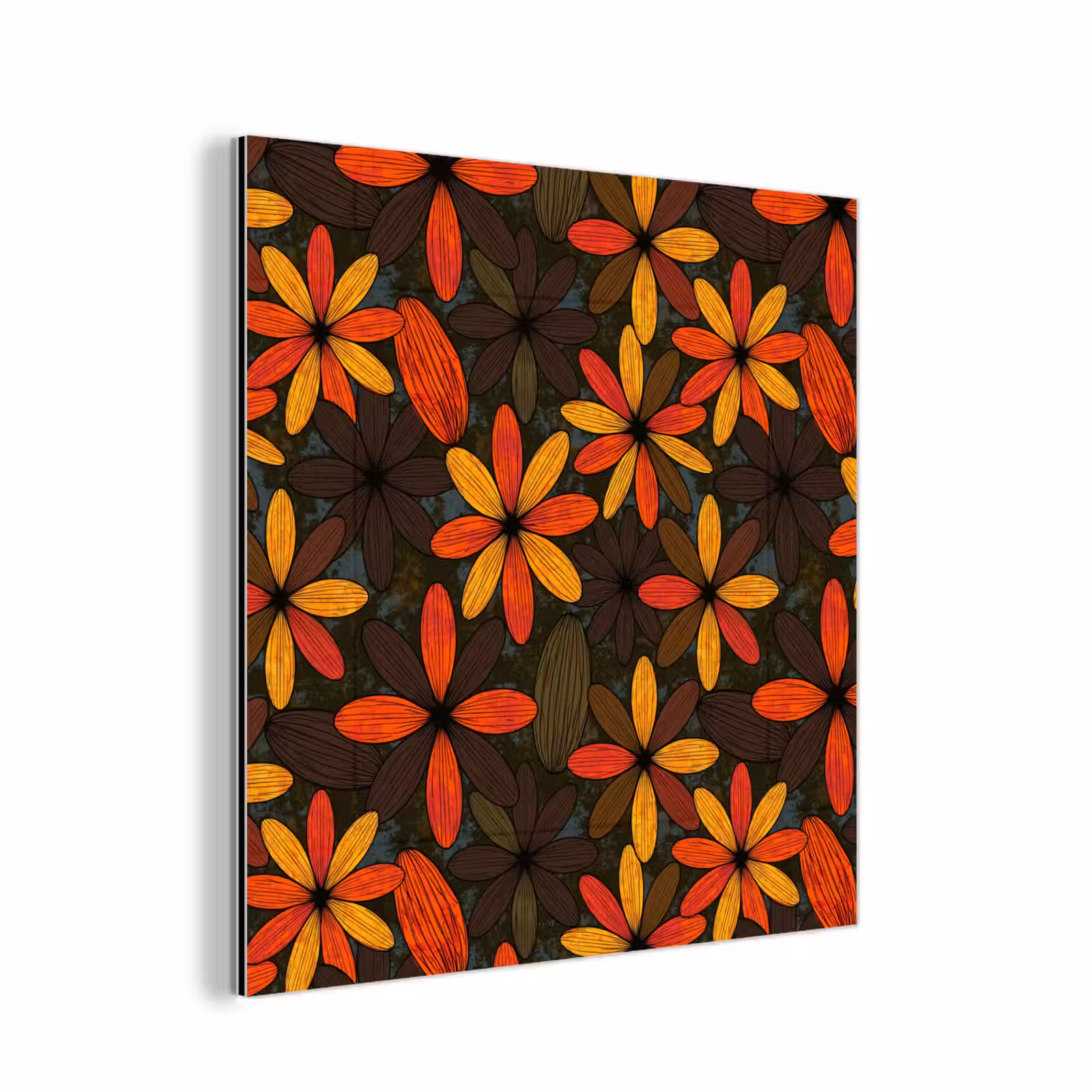 Aluminium schilderij - Oranje - Retro - Bloemen - Herfst — 1