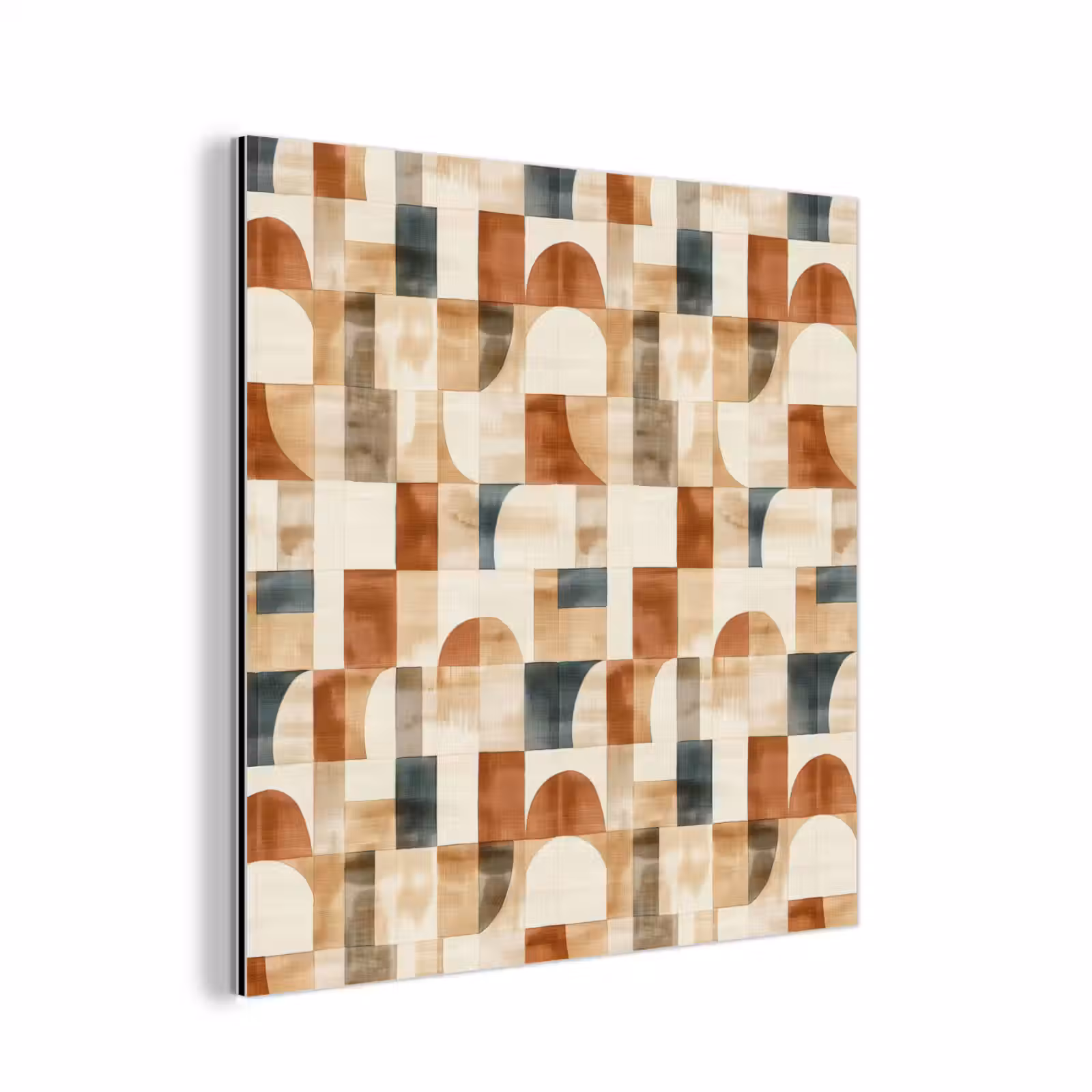 Aluminium schilderij - Terracotta - Geometrisch - Aquarel - Textuur — 1