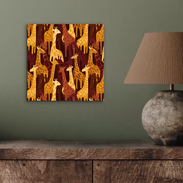 Aluminium schilderij - Bruin - Giraffen - Safari - Patroon — 3