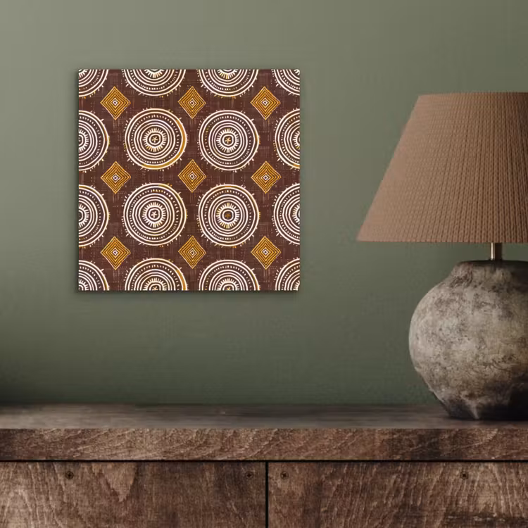 Aluminium schilderij - Chocoladebruin - Etnisch - Tribaal - Cirkels - Patroon — 3