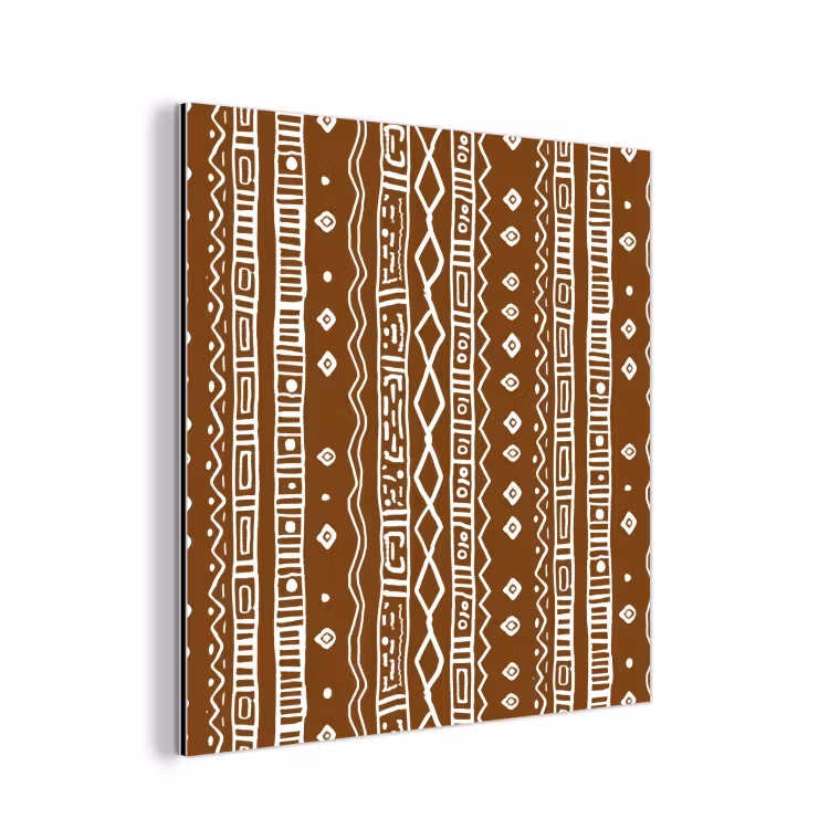 Aluminium schilderij - Chocoladebruin - Etnisch - Tribaal - Patroon — 1