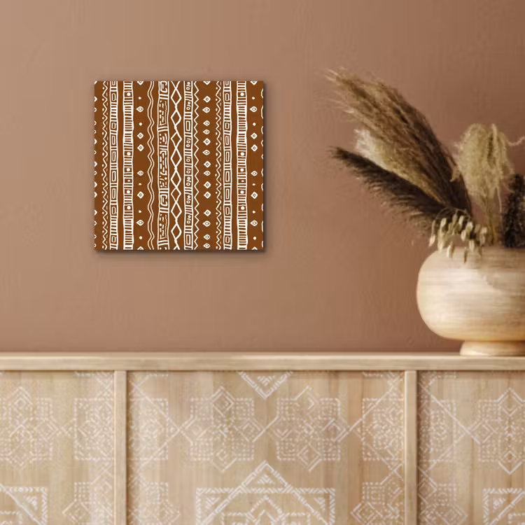 Aluminium schilderij - Chocoladebruin - Etnisch - Tribaal - Patroon — 5