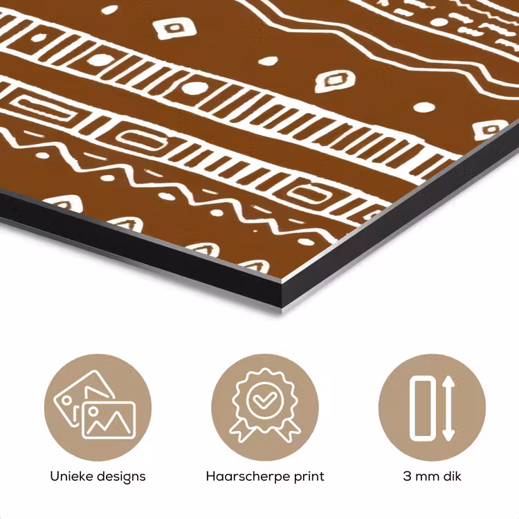 Aluminium schilderij - Chocoladebruin - Etnisch - Tribaal - Patroon — 7