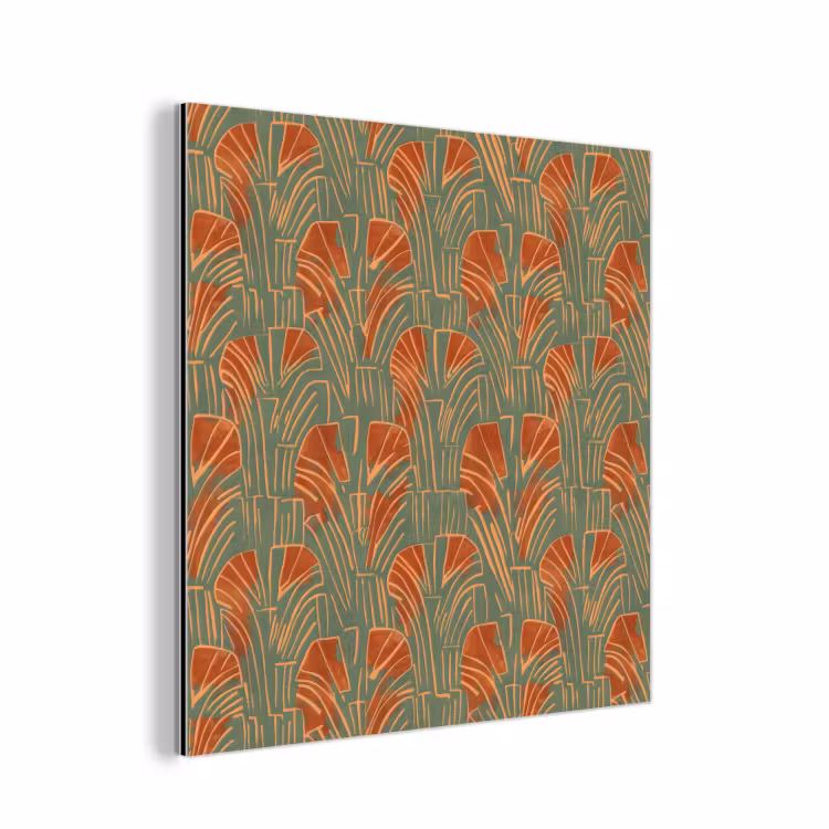 Aluminium schilderij - Groen - Terracotta - Deco - Waaiers — 1