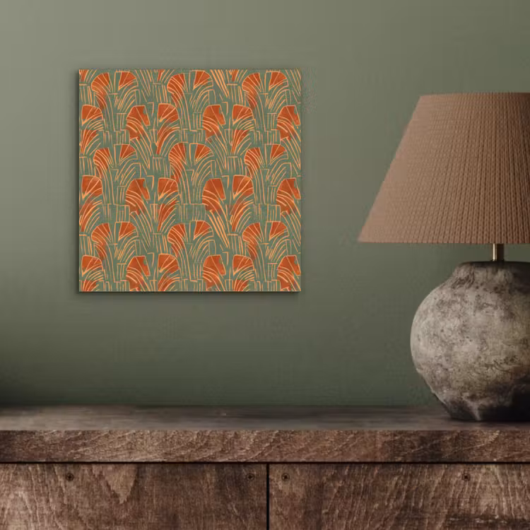 Aluminium schilderij - Groen - Terracotta - Deco - Waaiers — 3