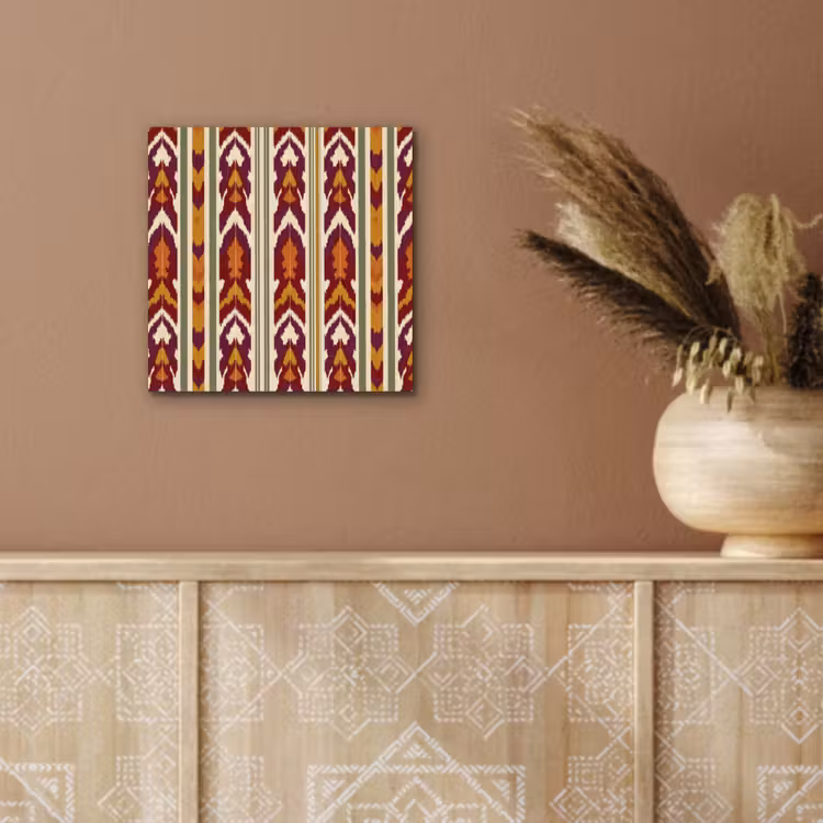 Aluminium schilderij - Ikat - Bordeauxrood - Etnisch - Patroon — 5