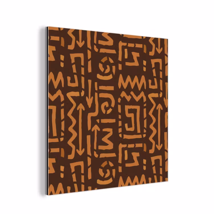 Aluminium schilderij - Chocoladebruin - Etnisch - Tribaal - Symbolen — 1