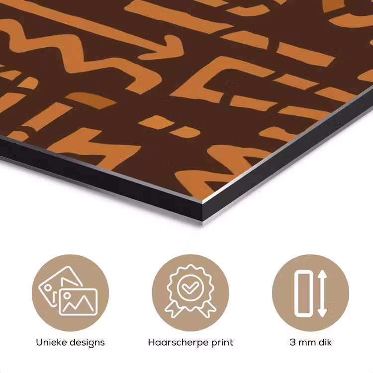 Aluminium schilderij - Chocoladebruin - Etnisch - Tribaal - Symbolen — 7
