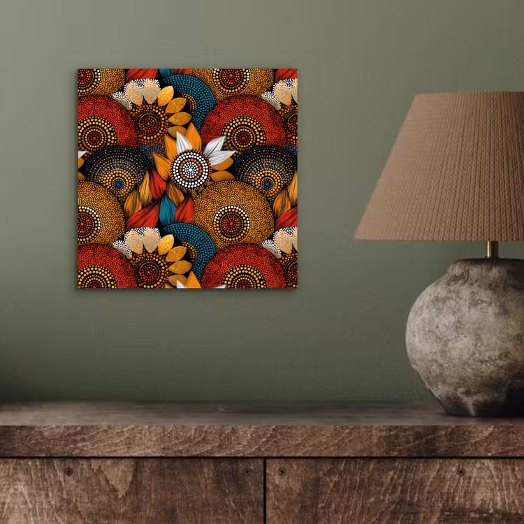 Aluminium schilderij - Kleurrijk - Aboriginal - Dot Painting - Botanisch - Patroon — 3