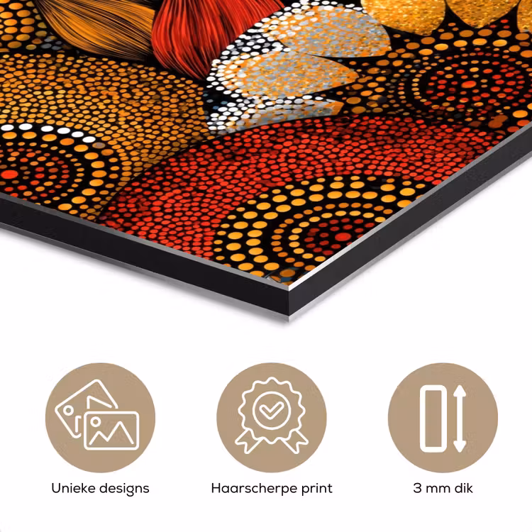 Aluminium schilderij - Kleurrijk - Aboriginal - Dot Painting - Botanisch - Patroon — 7