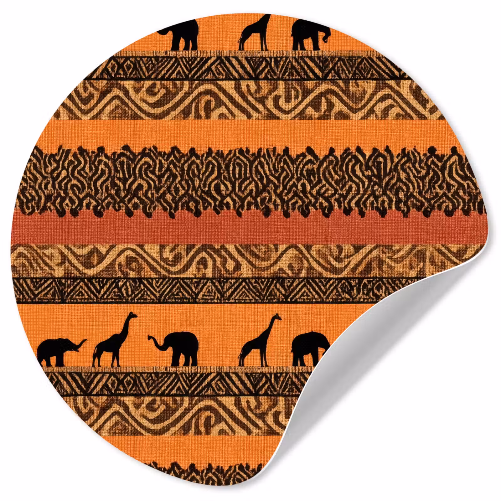 Behangcirkel - Oranje - Safari - Afrikaans - Dieren - Patroon — 1