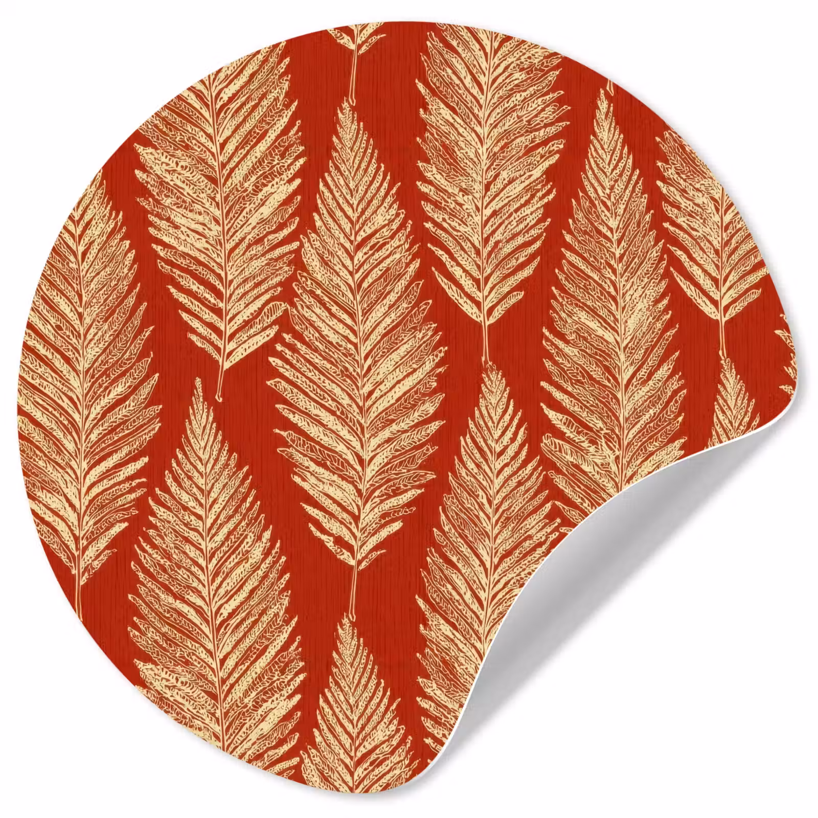 Behangcirkel - Rood - Botanisch - Varen - Patroon — 1