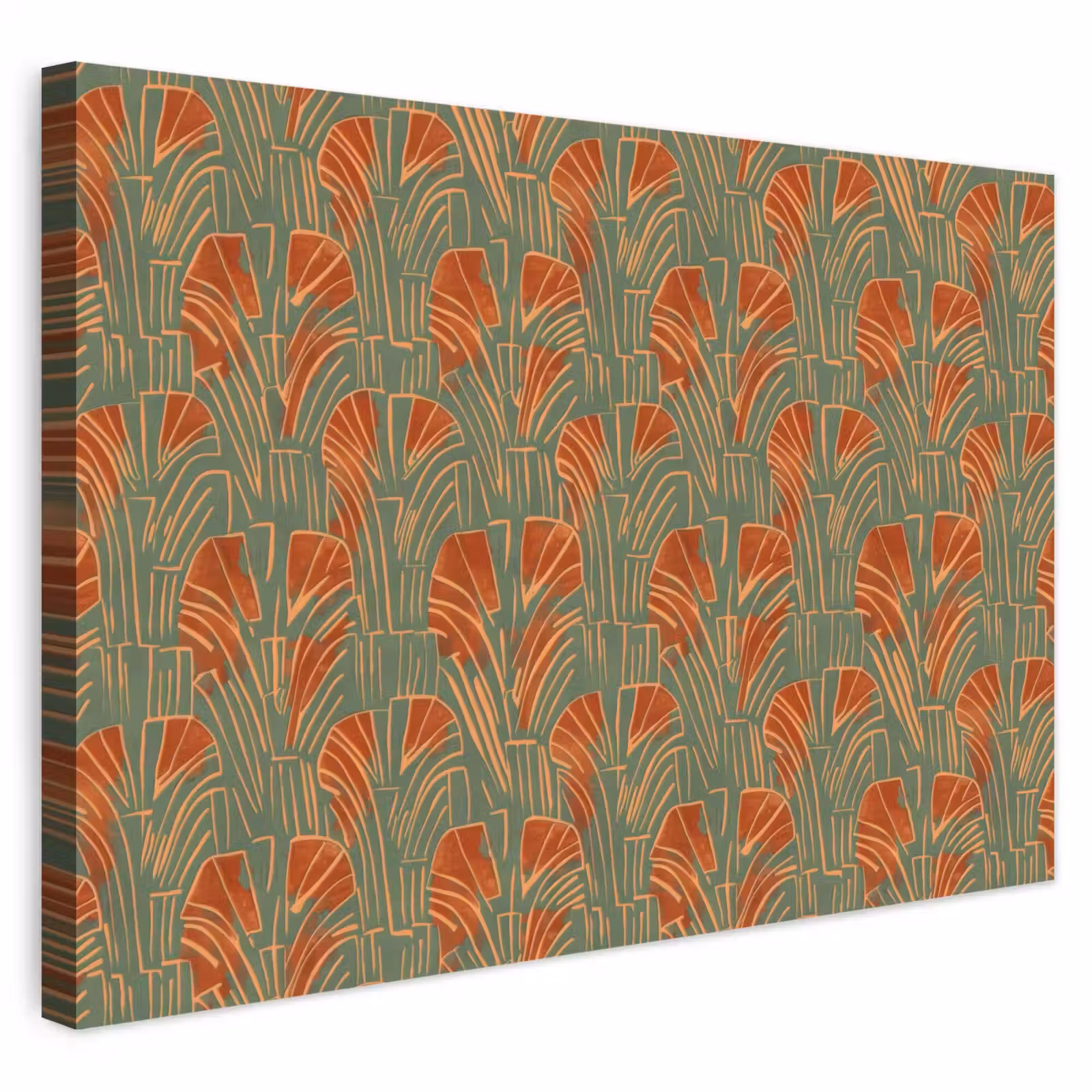 Buiten canvas - Groen - Terracotta - Deco - Waaiers — 1