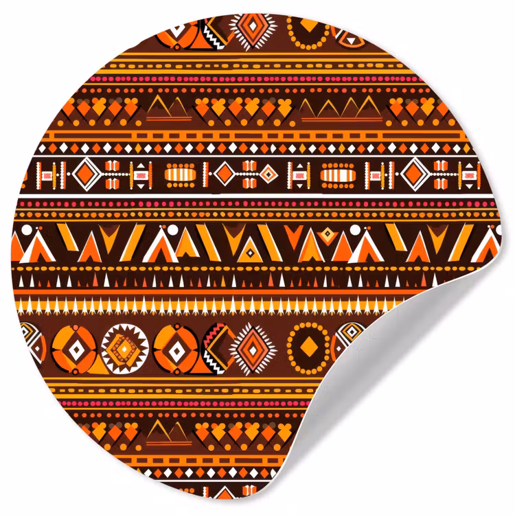 Behangcirkel - Oranje - Etnisch - Tribaal - Geometrisch - Patroon — 1