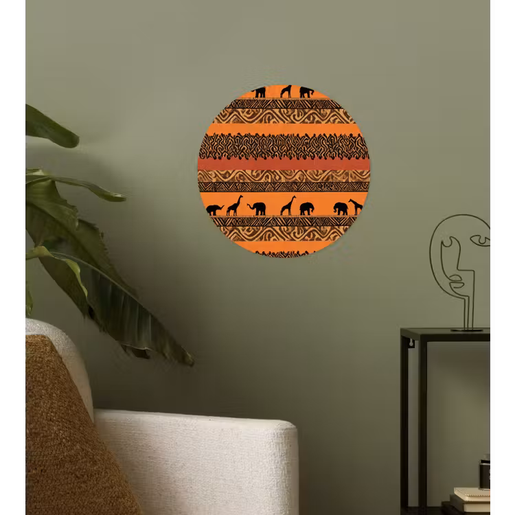 Behangcirkel - Oranje - Safari - Afrikaans - Dieren - Patroon — 3