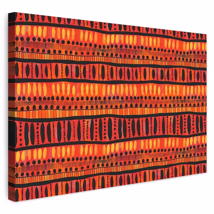 Buiten canvas - Rood - Oranje - Etnisch - Expressief - Patroon — 1