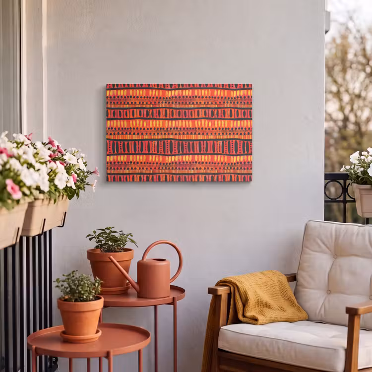 Buiten canvas - Rood - Oranje - Etnisch - Expressief - Patroon — 3
