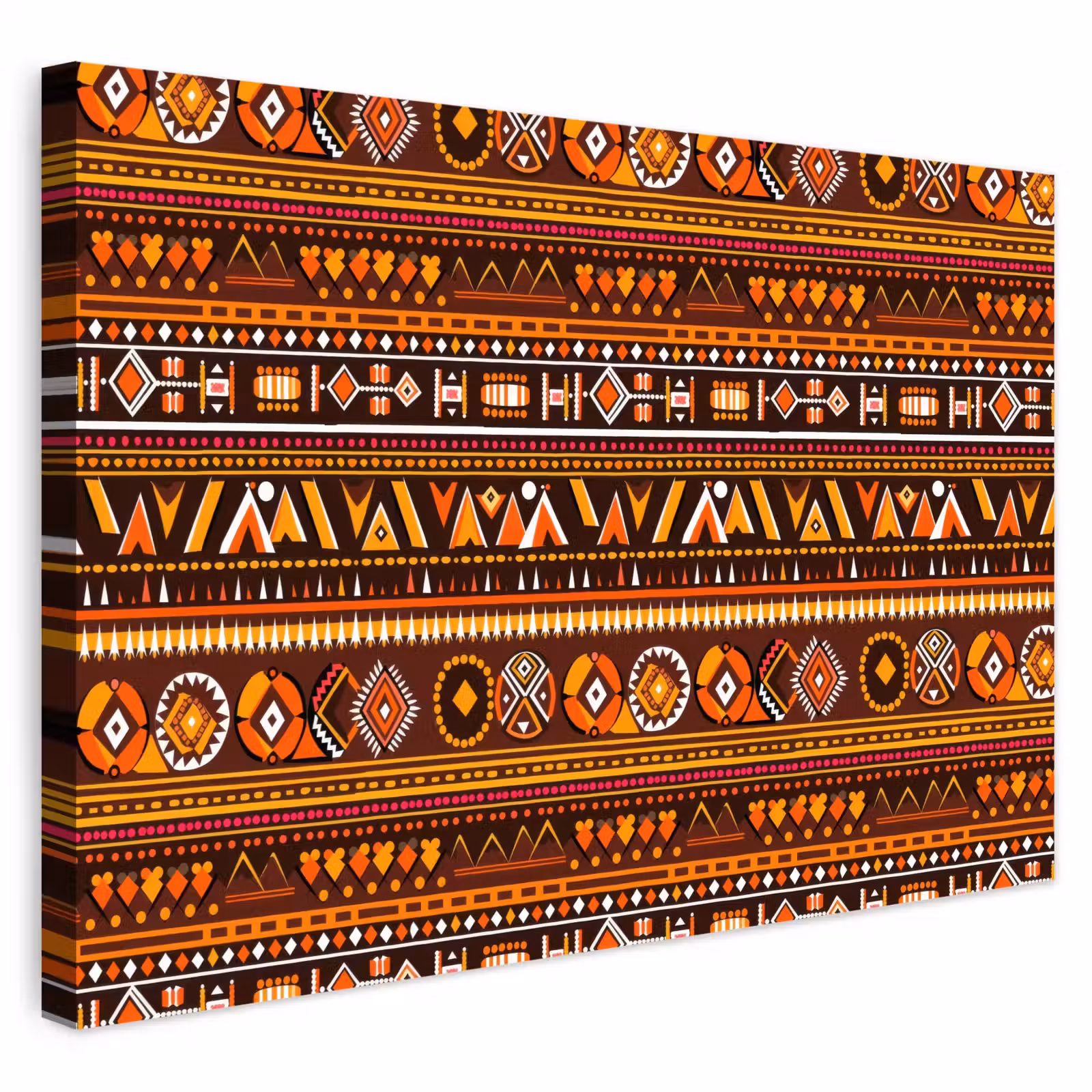 Buiten canvas - Oranje - Etnisch - Tribaal - Geometrisch - Patroon — 1