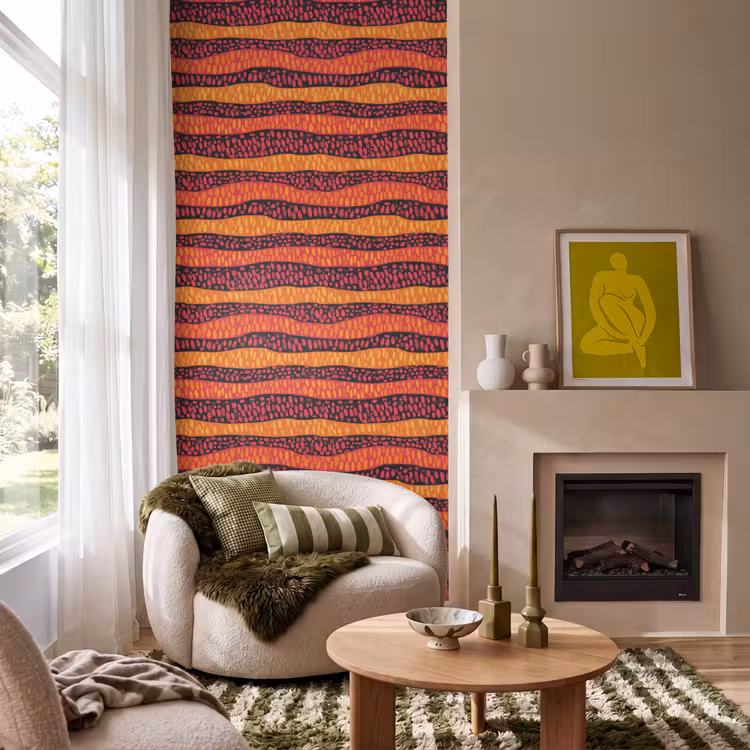 Behang - Oranje - Roze - Expressief - Patroon — 1