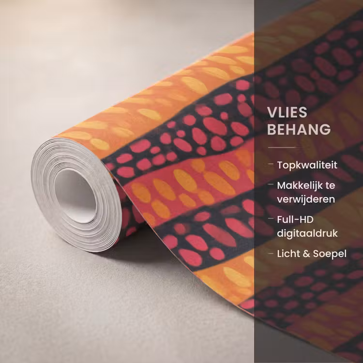 Behang - Oranje - Roze - Expressief - Patroon — 3