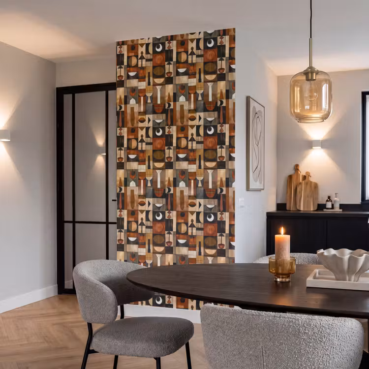 Behang - Terracotta - Geometrisch - Mid-Century - Patroon — 5