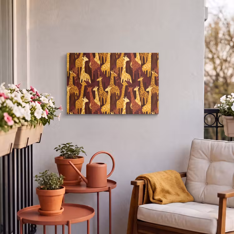 Buiten canvas - Bruin - Giraffen - Safari - Patroon — 3