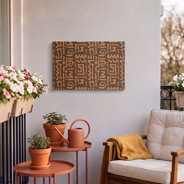 Buiten canvas - Chocoladebruin - Etnisch - Tribaal - Symbolen — 3
