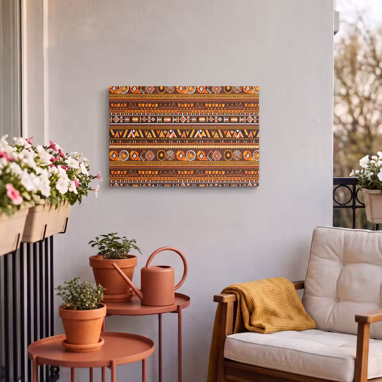 Buiten canvas - Oranje - Etnisch - Tribaal - Geometrisch - Patroon — 3