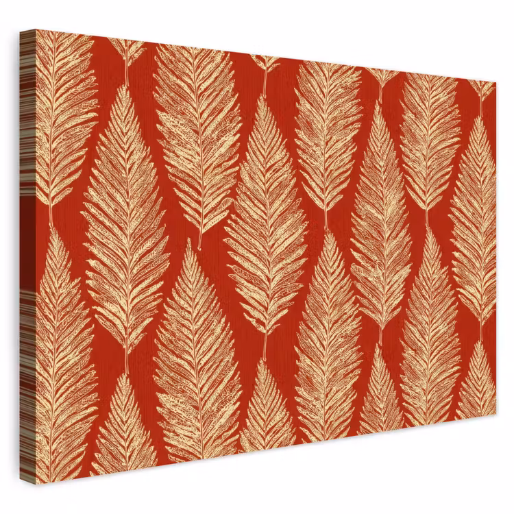 Buiten canvas - Rood - Botanisch - Varen - Patroon — 1