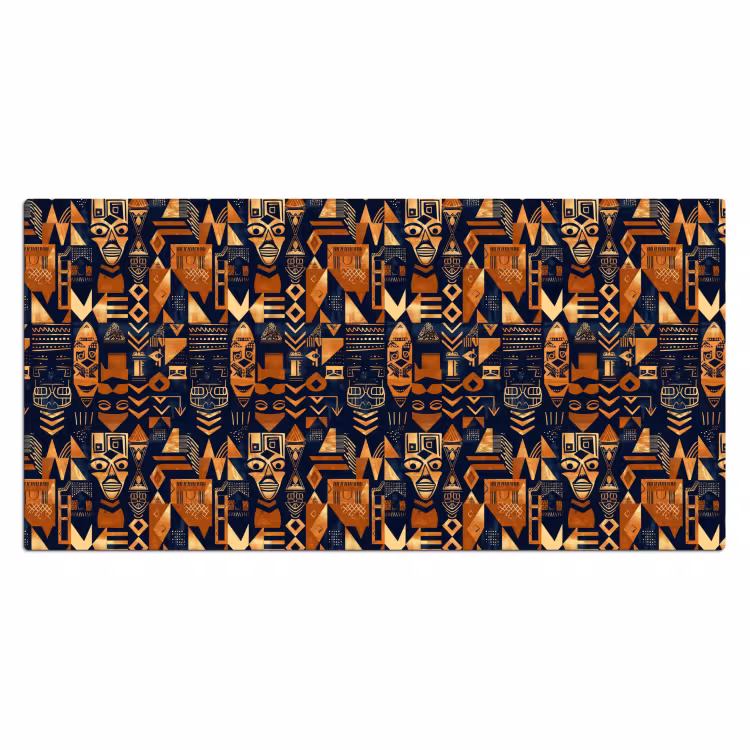 Bureau onderlegger - Nachtblauw - Koper - Tribaal - Maskers — 2