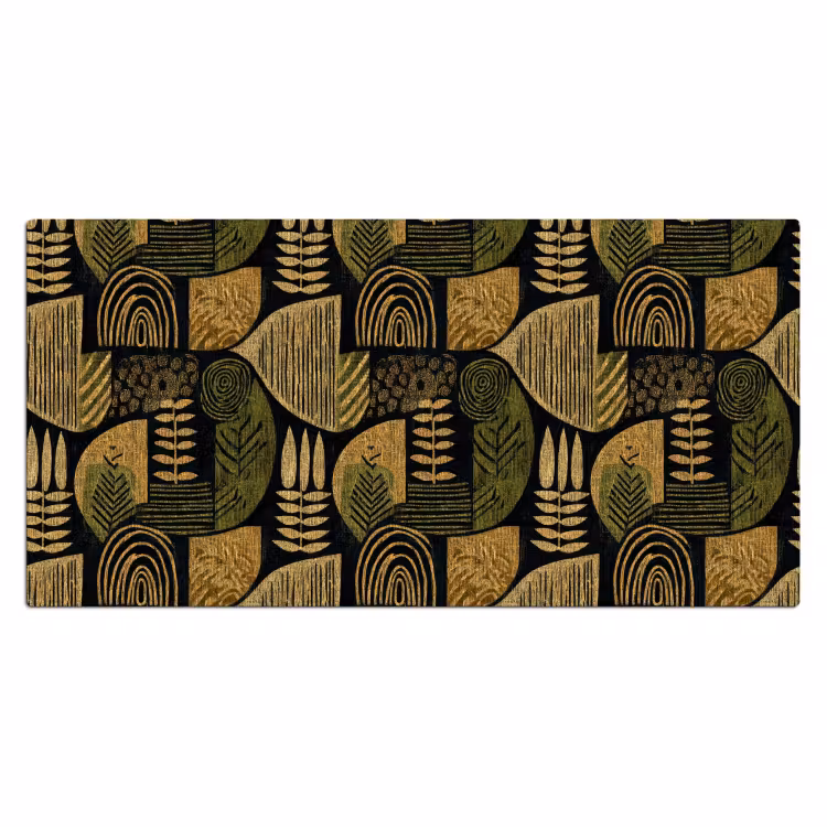 Bureau onderlegger - Zwart - Okergeel - Botanisch - Textuur — 2