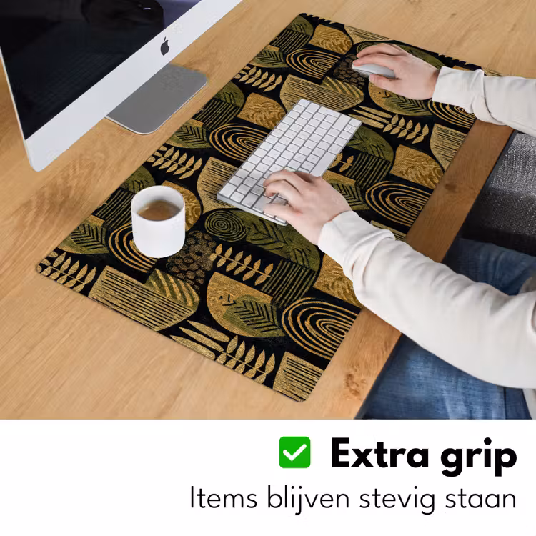 Bureau onderlegger - Zwart - Okergeel - Botanisch - Textuur — 6