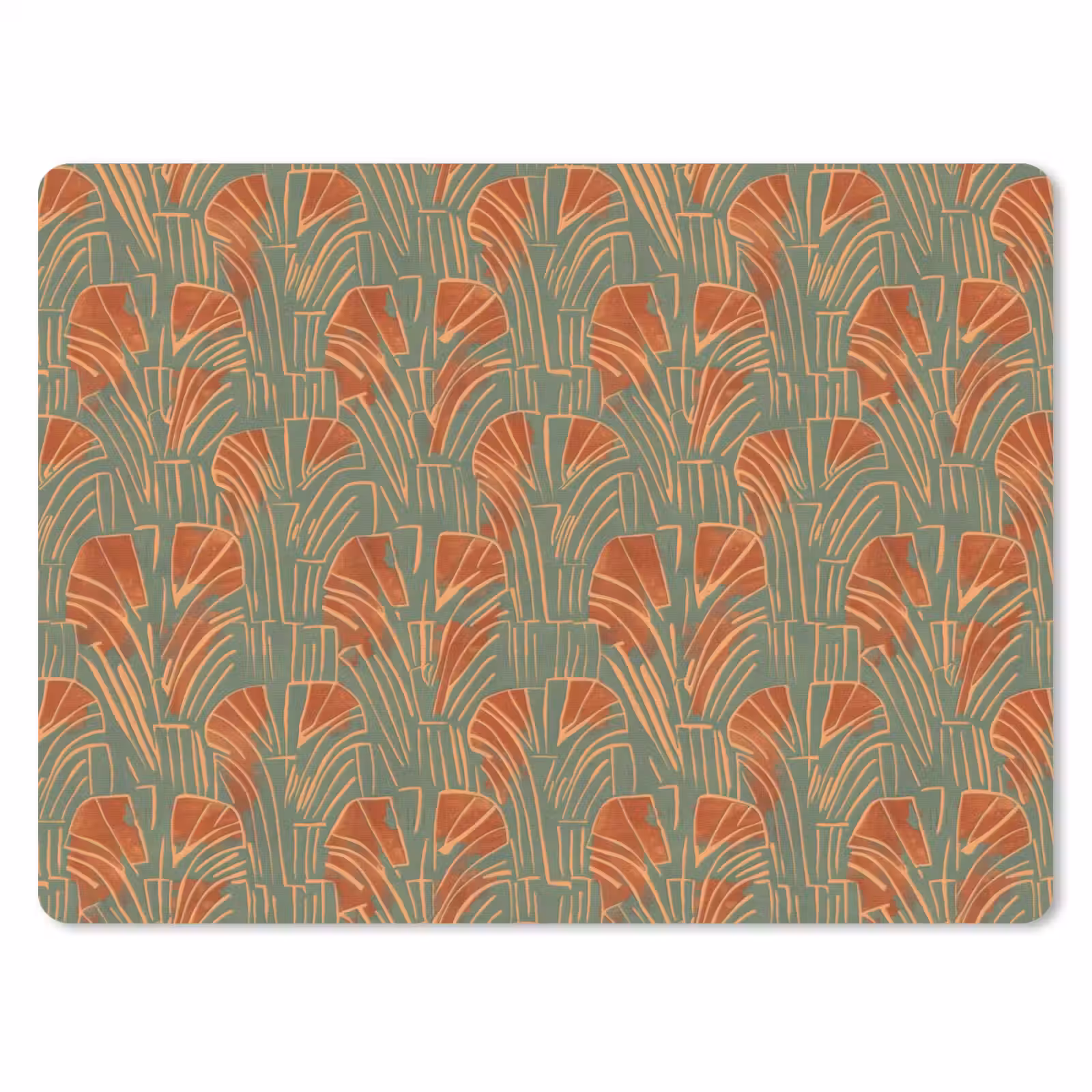 Muismat - Groen - Terracotta - Deco - Waaiers — 1