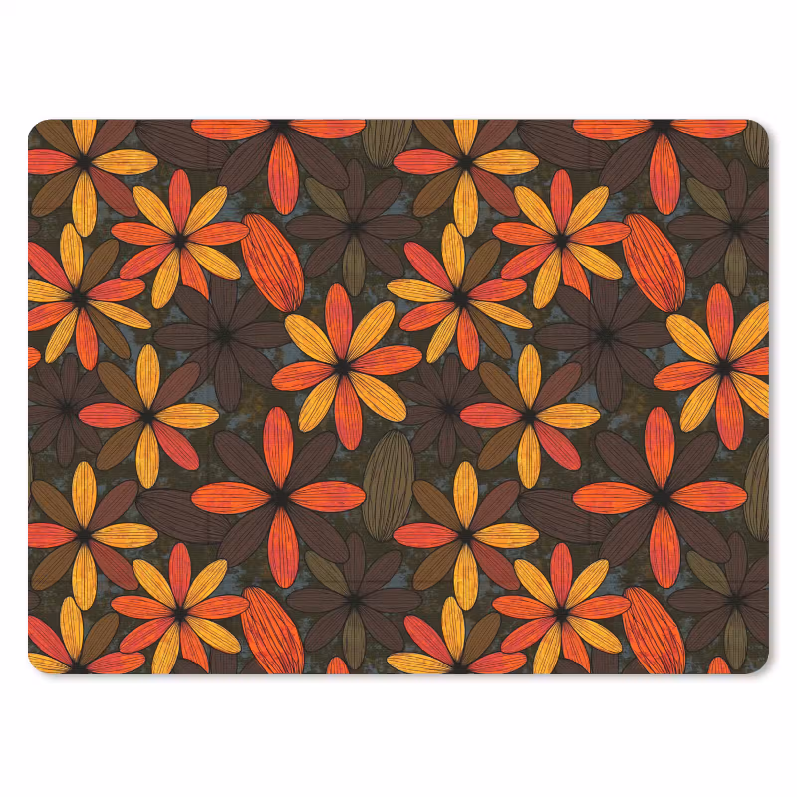 Muismat - Oranje - Retro - Bloemen - Herfst — 1