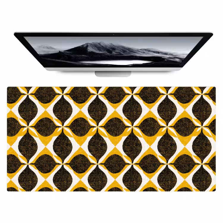 Bureau onderlegger - Geel - Zwart - Geometrisch - Retro - Textuur — 1