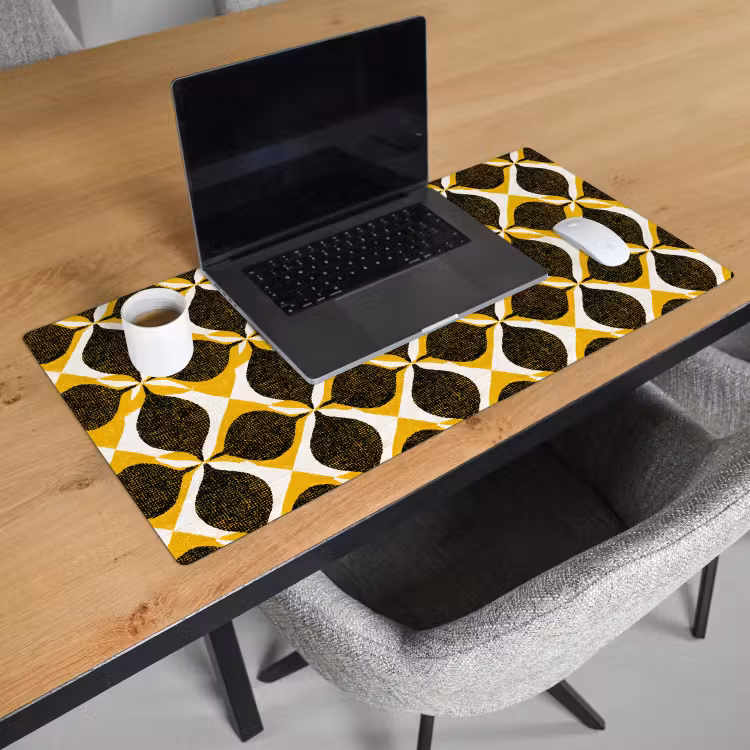 Bureau onderlegger - Geel - Zwart - Geometrisch - Retro - Textuur — 3