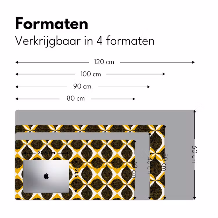 Bureau onderlegger - Geel - Zwart - Geometrisch - Retro - Textuur — 8