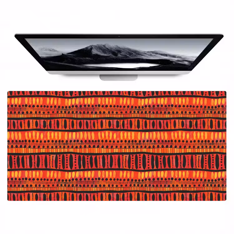 Bureau onderlegger - Rood - Oranje - Etnisch - Expressief - Patroon — 1